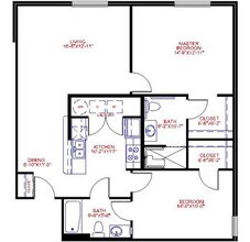 Traditional 2x2 1078 SF 1715 floor plan